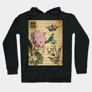 vintage paris hydrangea floral botanical art Hoodie